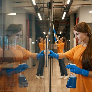 Une entreprise de nettoyage de vitres avec deux employés